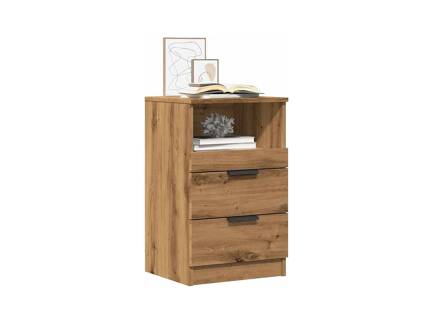 Comodino in rovere artigianale 40x36x65 cm in legno ingegnerizzato