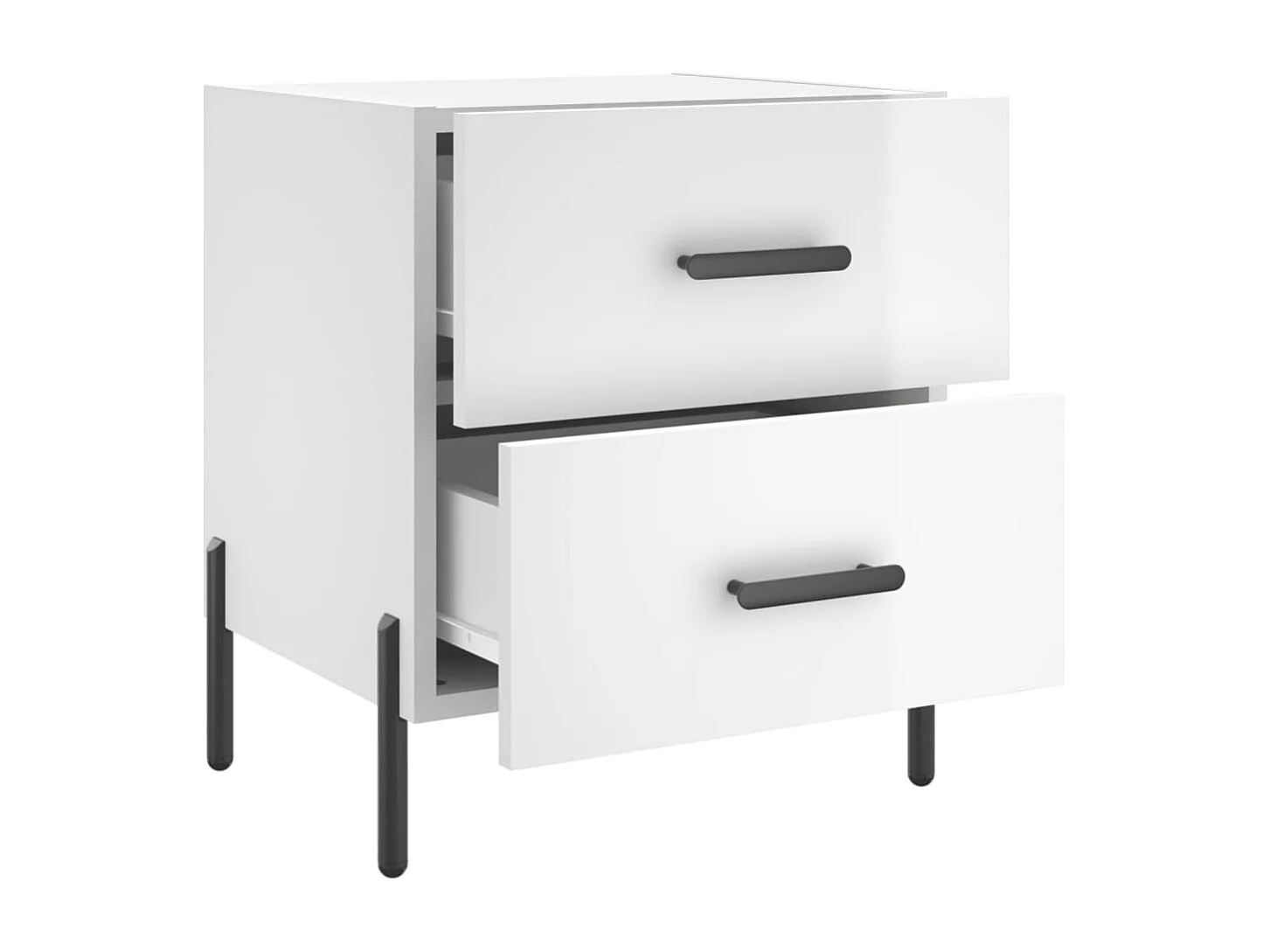 Comodini 2 pz bianco lucido 40x35x47,5 cm