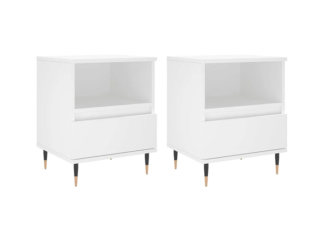 Nachtkastjes 2 stuks wit 40x35x50 cm bewerkt hout