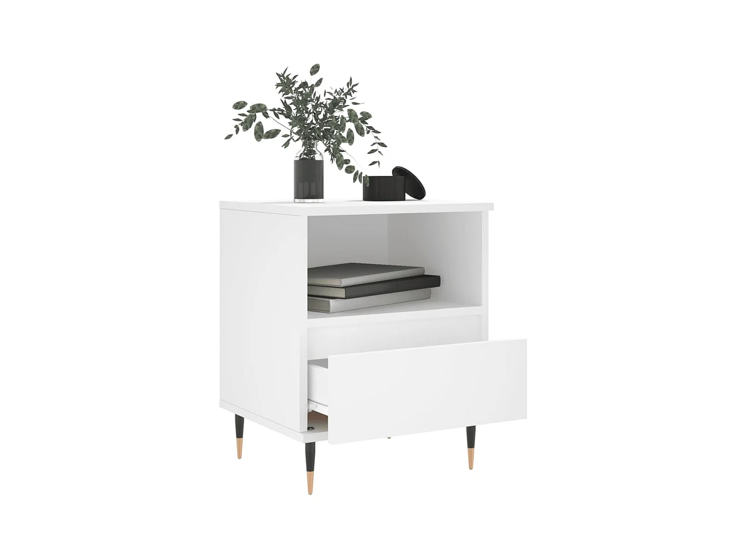 Nachtkastjes 2 stuks wit 40x35x50 cm bewerkt hout