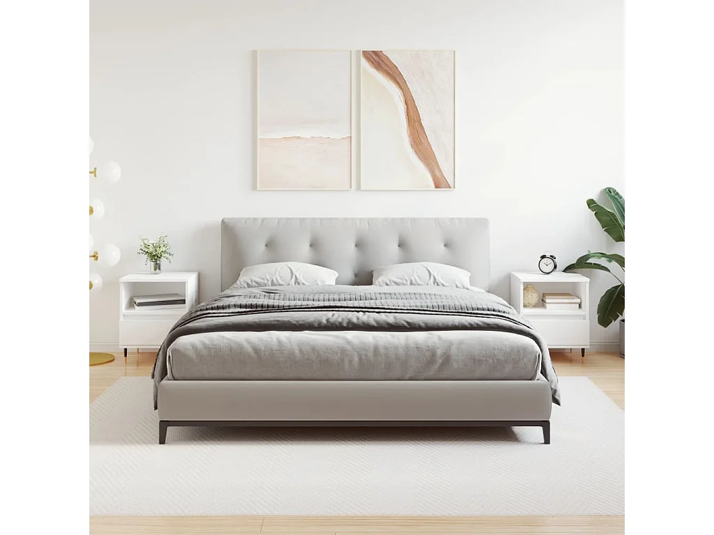 Comodini 2 pezzi bianchi 40x35x50 cm in legno ingegnerizzato