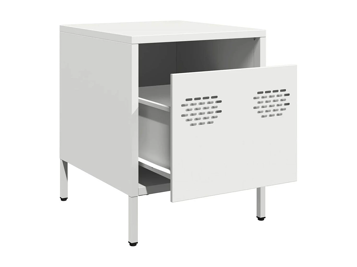 Comodino bianco 35x39x43,5 cm in acciaio