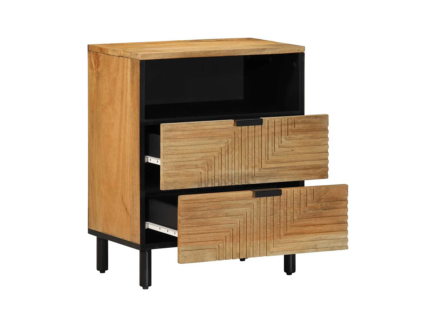 Mesita de noche marrón 50x33x60 cm madera maciza de mango