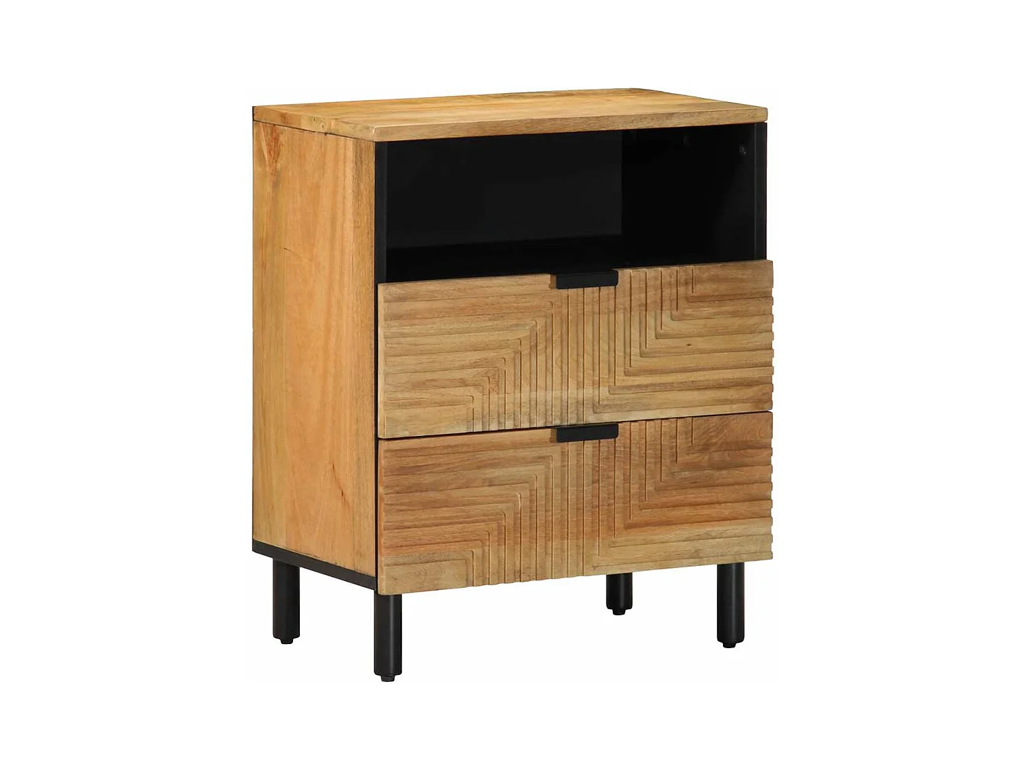 Comodino marrone 50x33x60 cm in legno massello di mango
