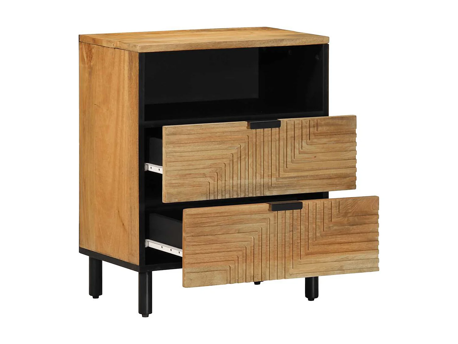 Table de chevet marron 50x33x60 cm bois de manguier massif