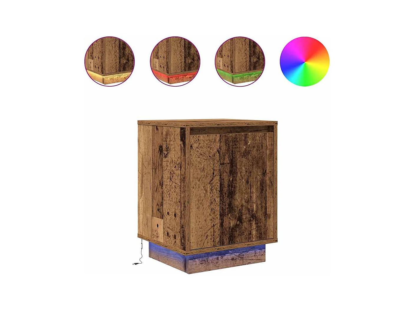 Comodini con luci LED 2 pezzi in legno vecchio 38x34x50 cm