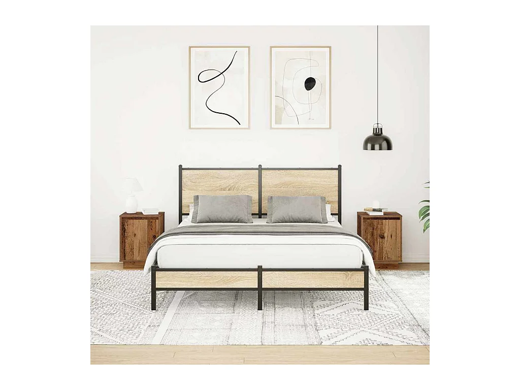 Comodini con luci LED 2 pezzi in legno vecchio 38x34x50 cm