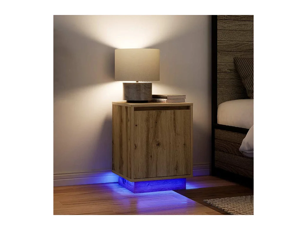 Comodini luci LED 2 pezzi in rovere artigianale 38x34x50cm