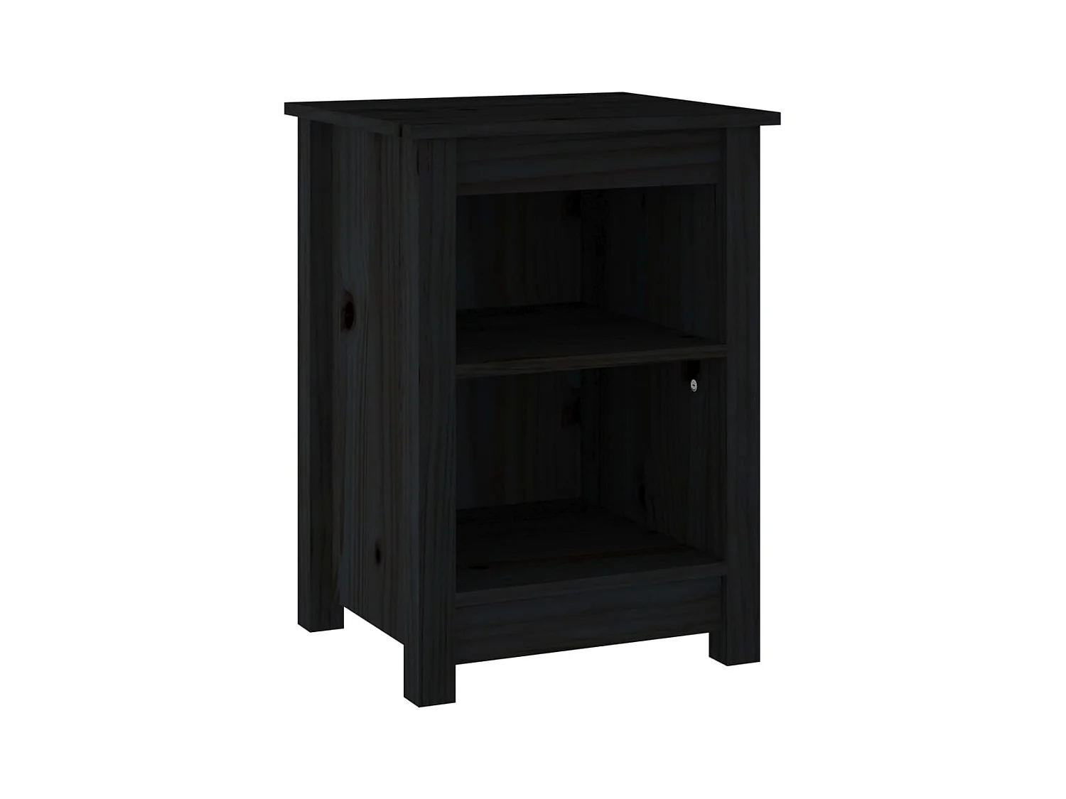 Comodino Nero 40x35x55 cm Legno massello di pino