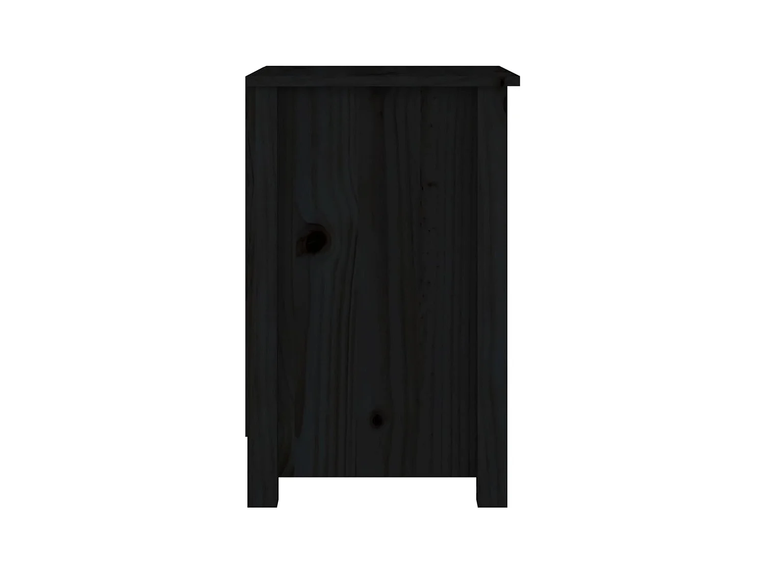 Comodino Nero 40x35x55 cm Legno massello di pino