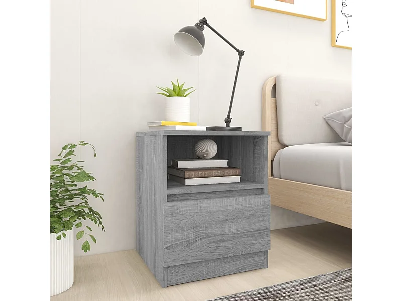 Mesitas de noche 2 piezas gris sonoma 40x40x50cm madera de ingeniería