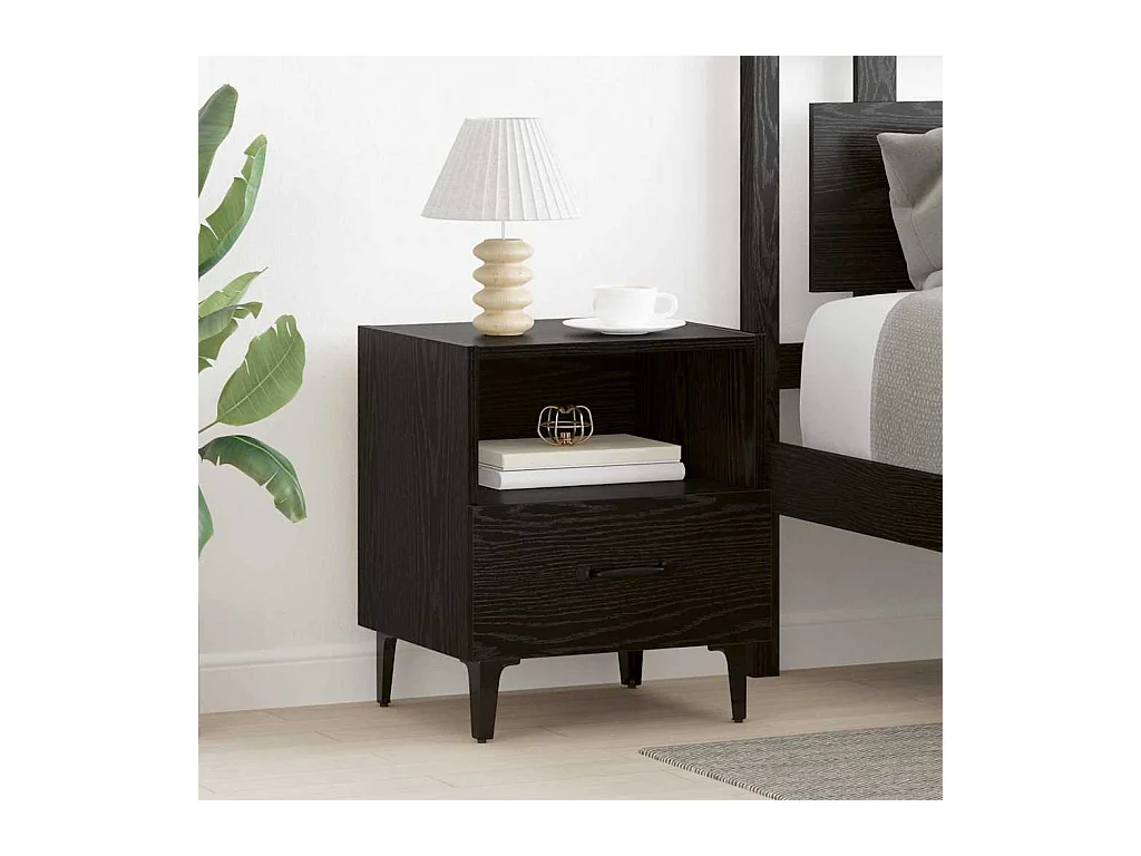 Nachtkastje met lade Zwart eiken 40 x 35 x 47,5 cm