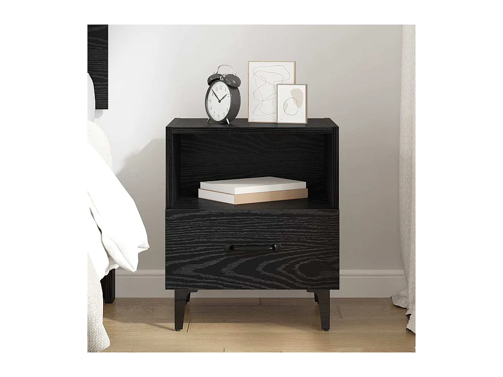 Cabinet de chevet avec tiroir Chêne noir 40 x 35 x 47.5 cm