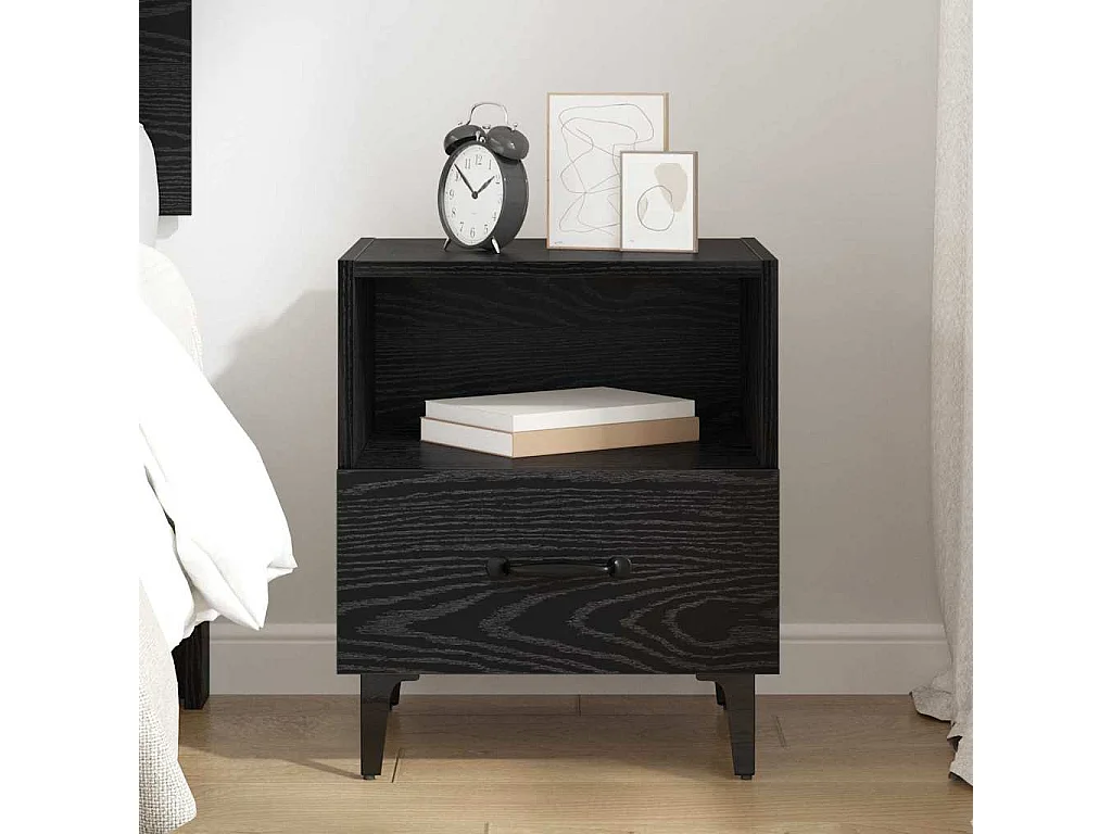 Cabinet de chevet avec tiroir Chêne noir 40 x 35 x 47.5 cm