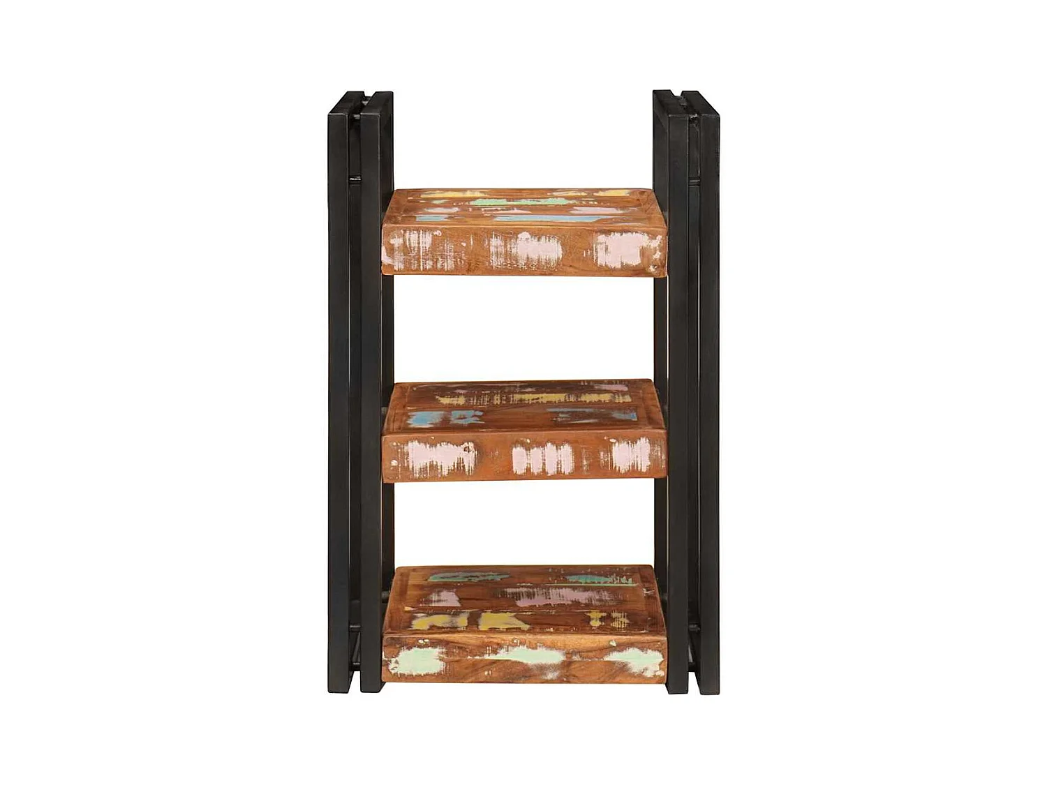 Mesita de noche de 2 piezas Marrón y negro Madera maciza recuperada