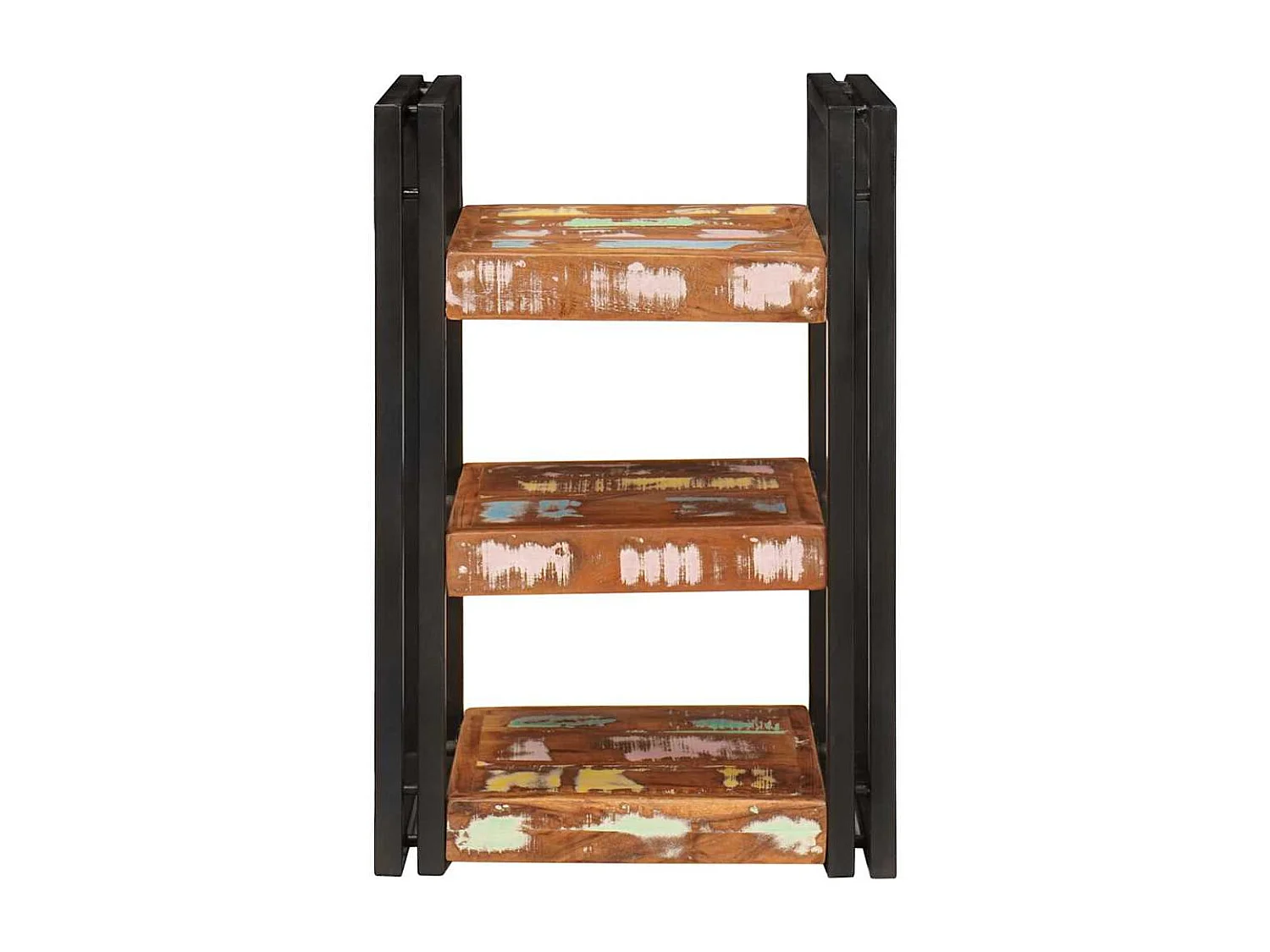 Table de chevet 2 pcs Marron et noir Bois massif récupéré