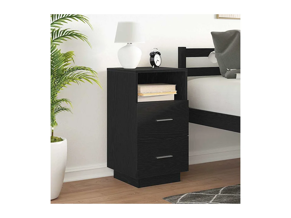 Table de chevet avec 2 tiroirs noir 36x36x68 cm
