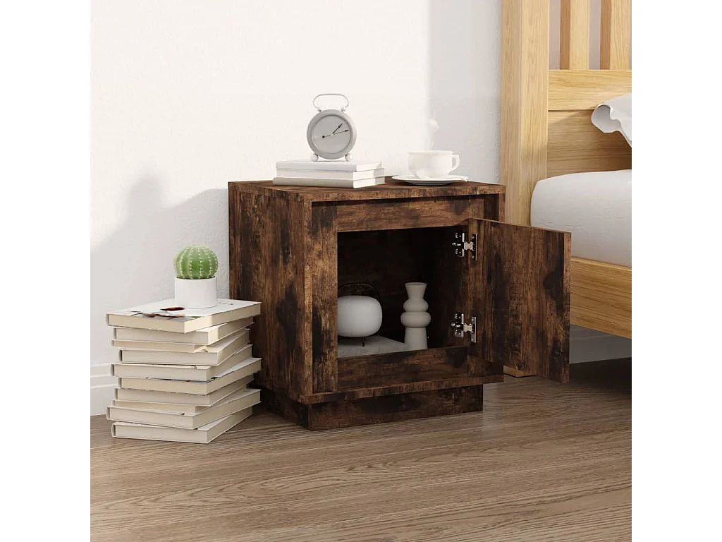 Comodino in rovere affumicato 44x35x45 cm in legno ingegnerizzato
