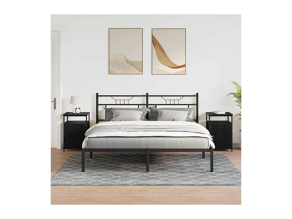 Mesilla de noche de 2 piezas, roble negro, madera de ingeniería