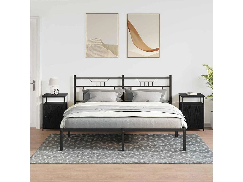 Cabinet de chevet 2 pcs Chêne noir Bois d'ingénierie