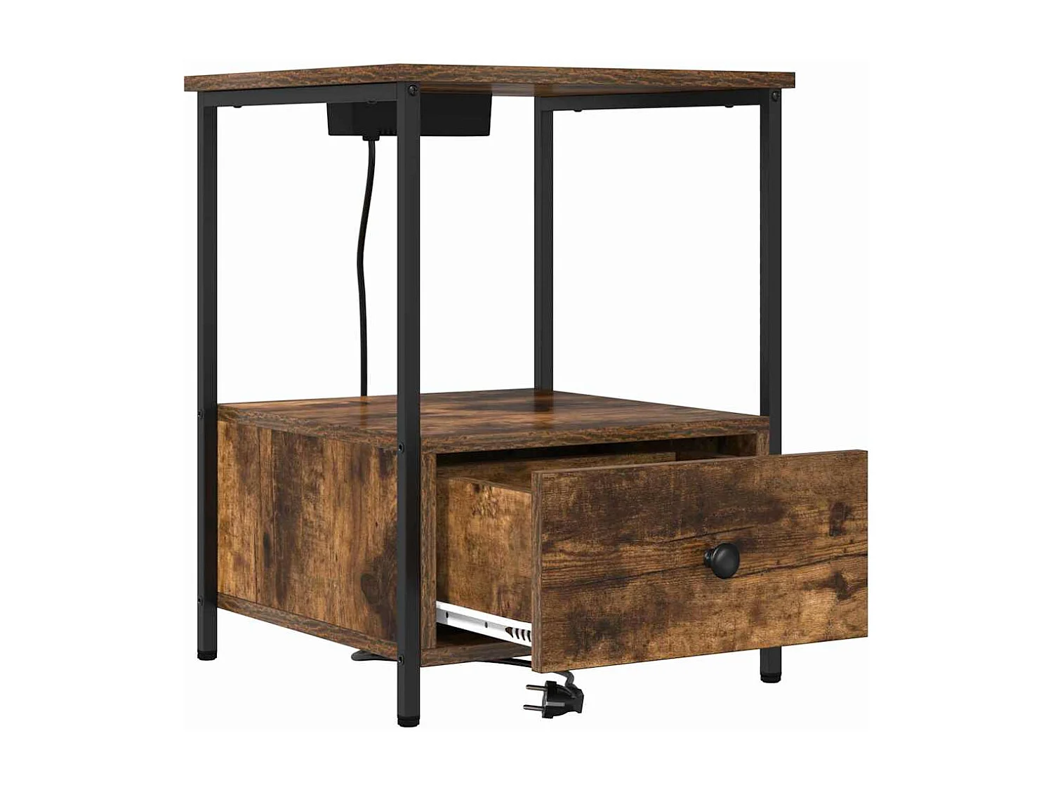 Table de nuit avec station de chargement 2 pcs Chêne fumé