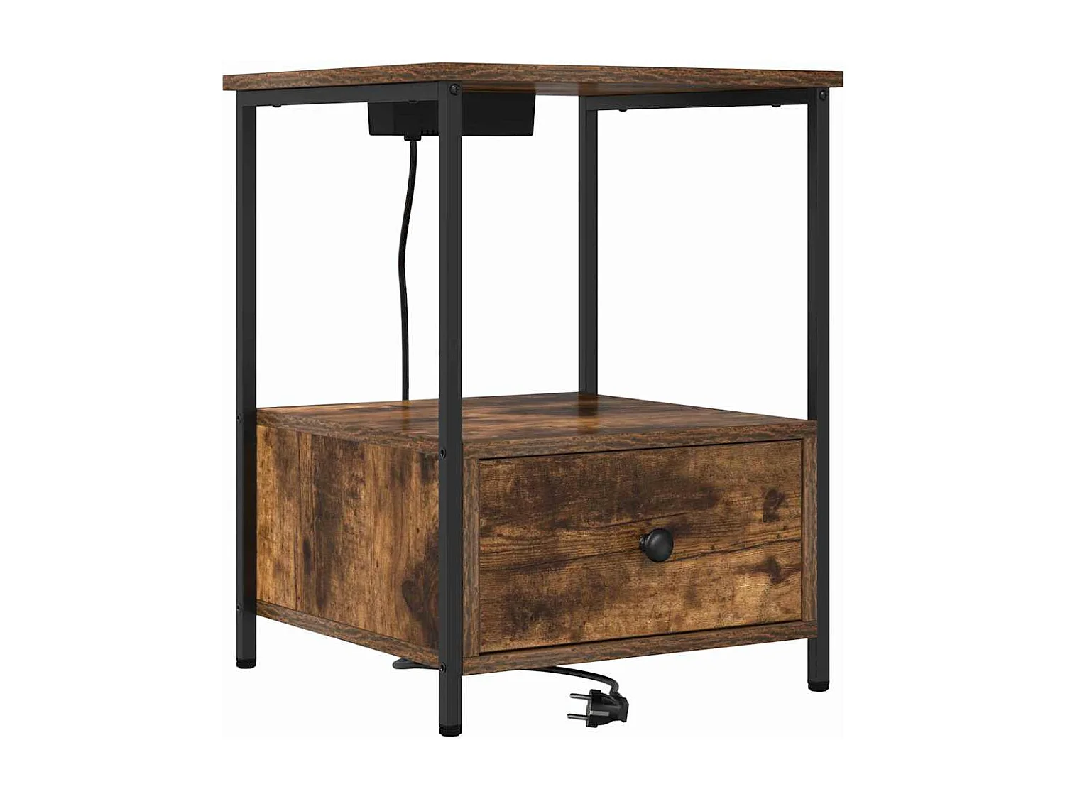 Table de nuit avec station de chargement 2 pcs Chêne fumé