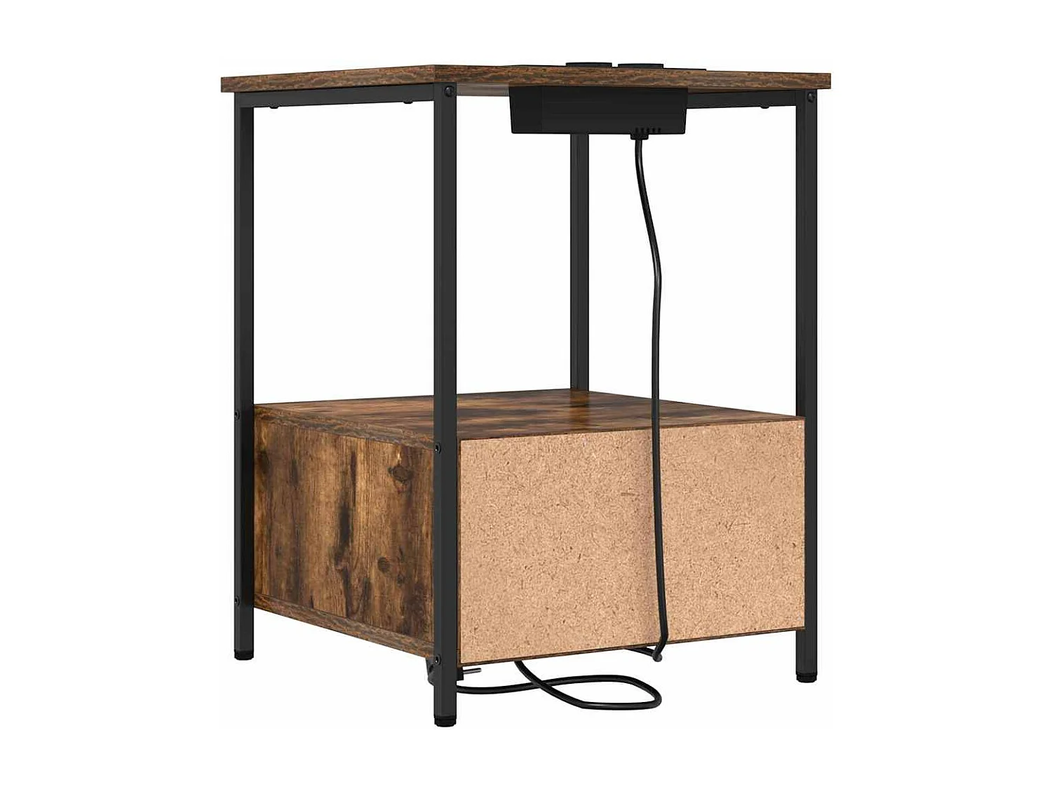 Table de nuit avec station de chargement 2 pcs Chêne fumé