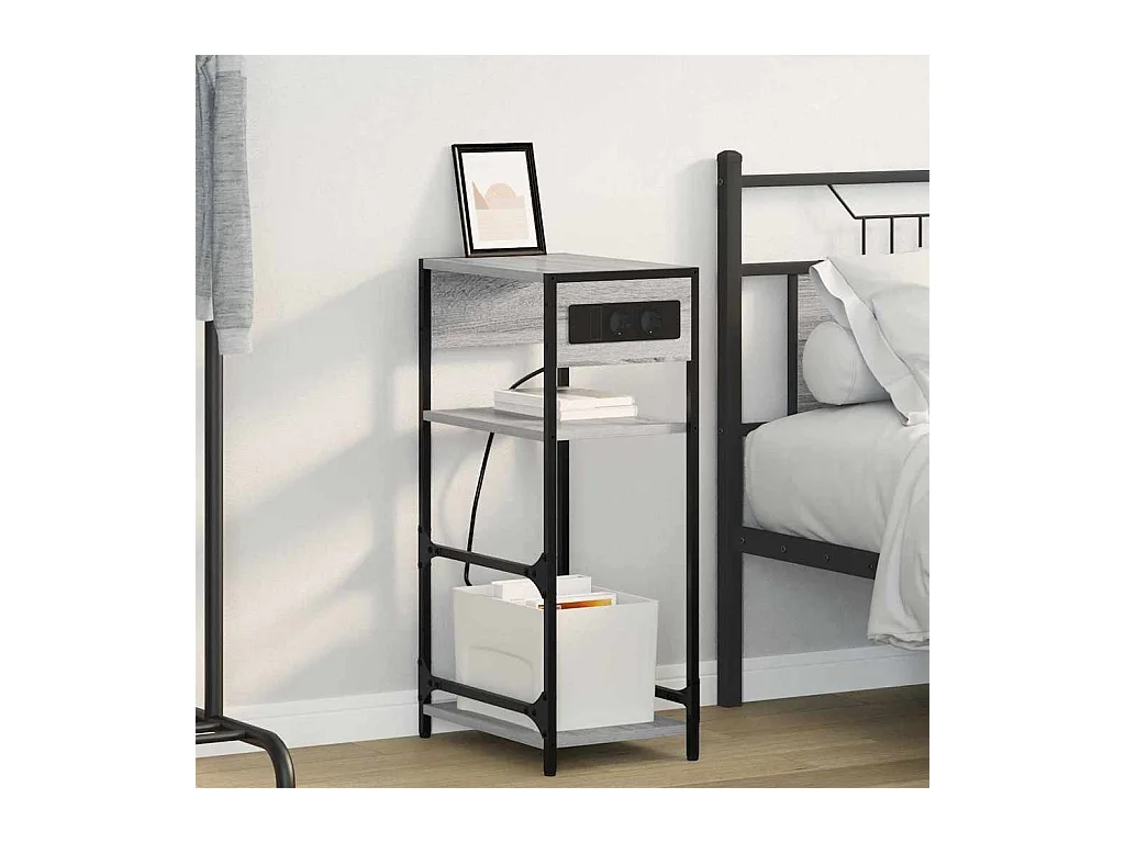 Comodino grigio Sonoma 40 x 27 x 76 cm in legno ingegnerizzato