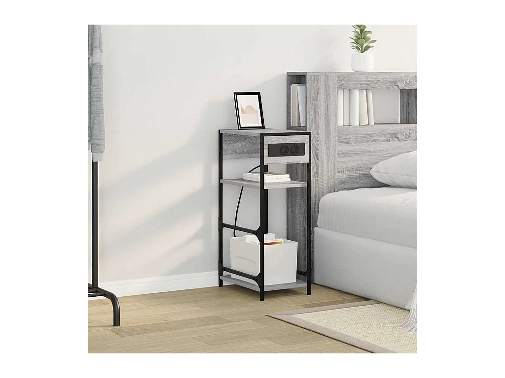 Comodino grigio Sonoma 40 x 27 x 76 cm in legno ingegnerizzato