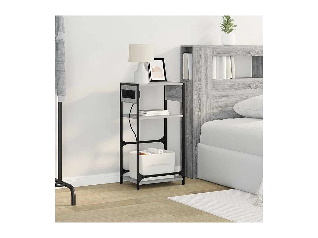 Comodino grigio Sonoma 40 x 27 x 76 cm in legno ingegnerizzato