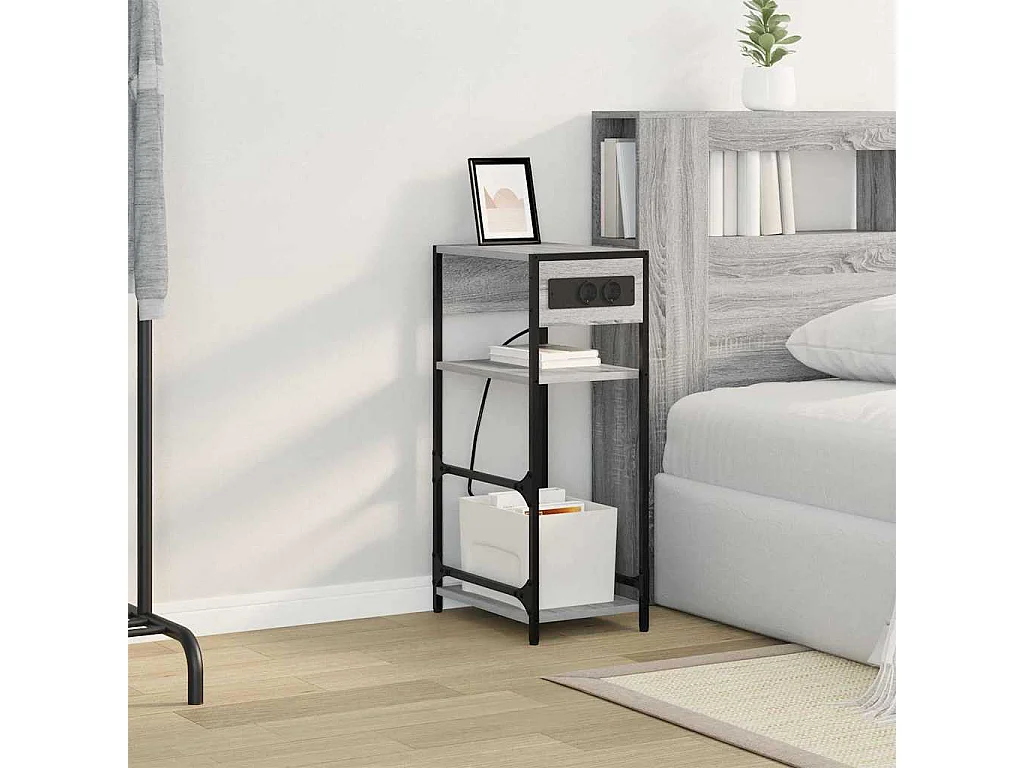 Sonoma Grey Nachtkastje 40 x 27 x 76 cm Bewerkt hout