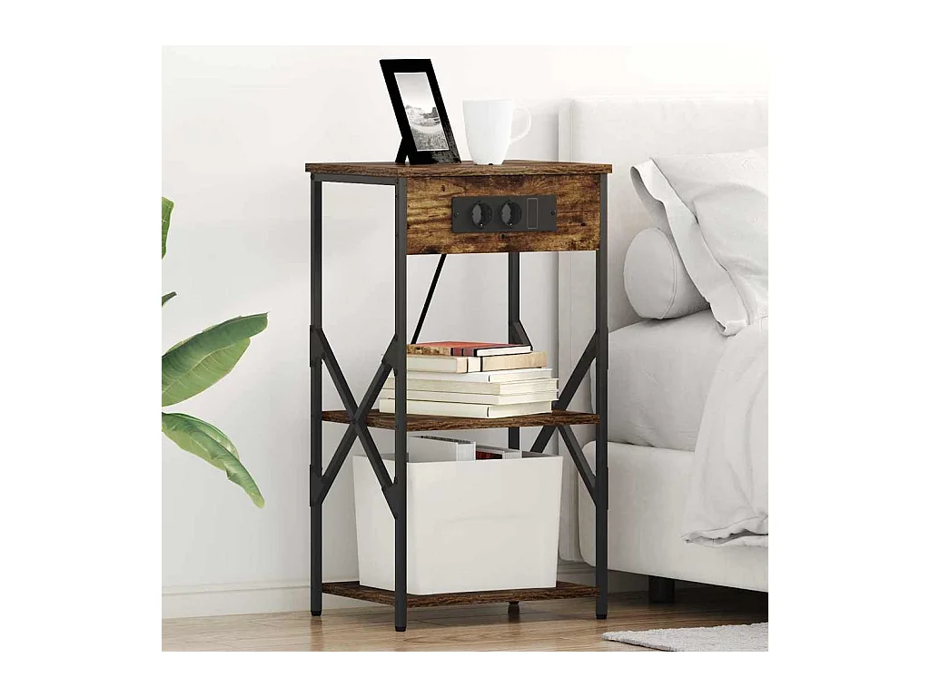 Nachtkastje Gerookt Eiken 41 x 31 x 76 cm Technisch Hout