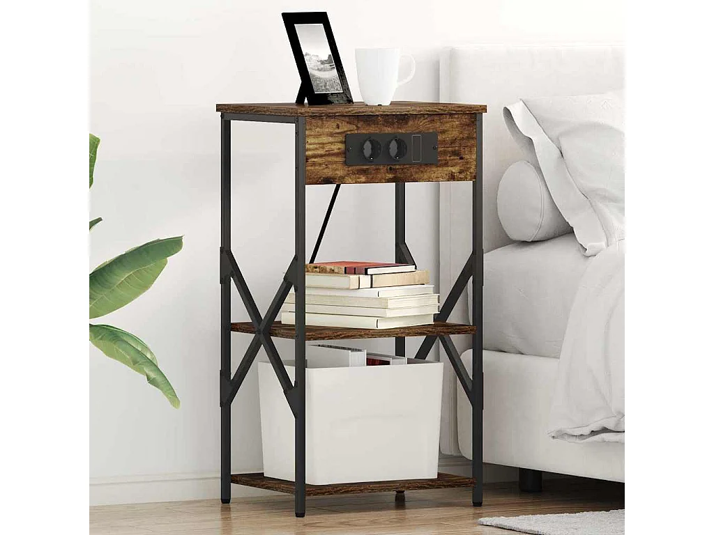 Cabinet de chevet Chêne fumé 41 x 31 x 76 cm Bois d'ingénierie