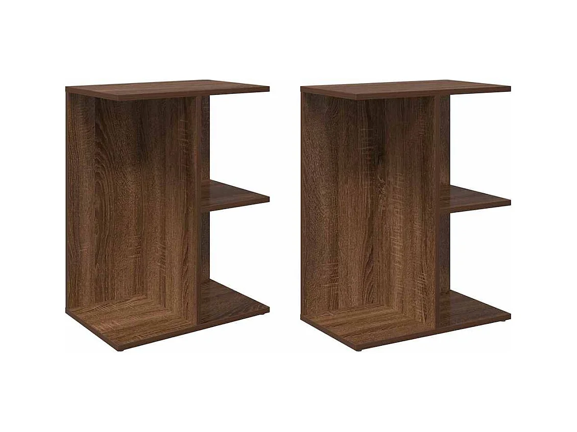 mesitas de noche de madera de ingeniería de roble marrón