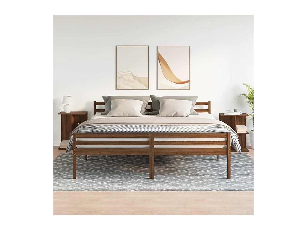 mesitas de noche de madera de ingeniería de roble marrón