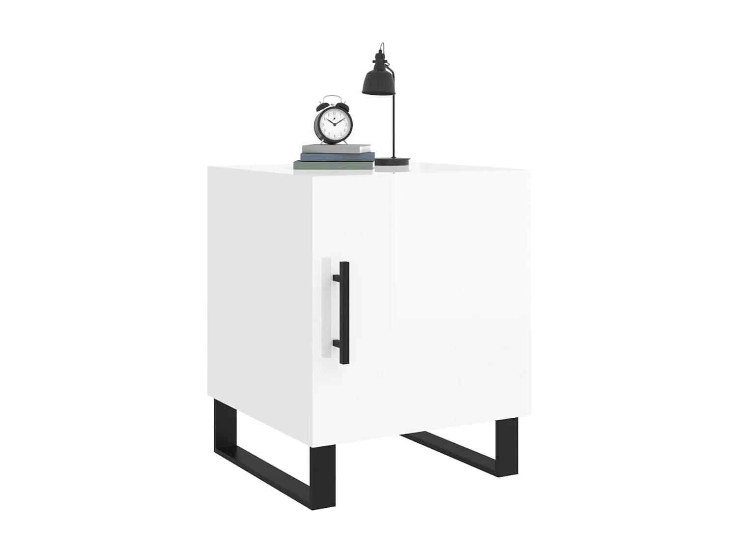 Mesita de noche blanca brillo 40x40x50 cm madera de ingeniería