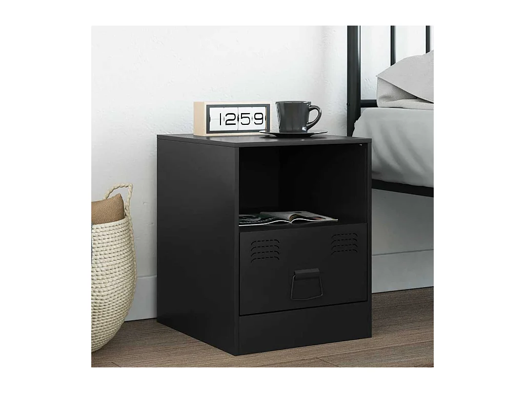 Table de chevet noir 34,5x39x44 cm acier