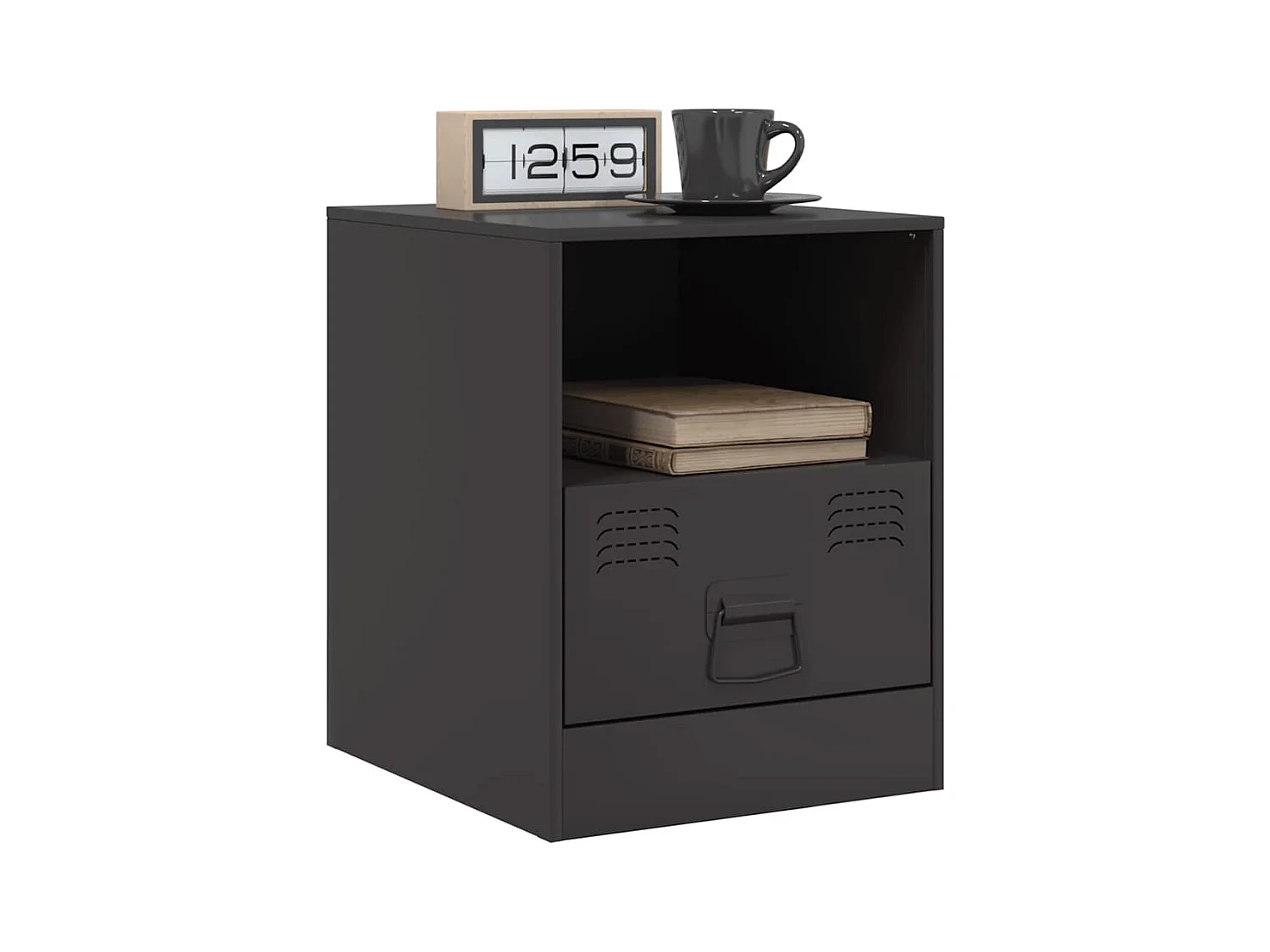 Table de chevet noir 34,5x39x44 cm acier