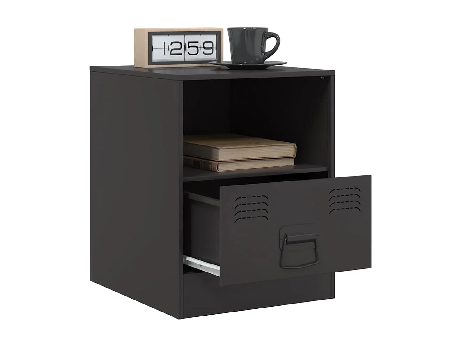 Table de chevet noir 34,5x39x44 cm acier