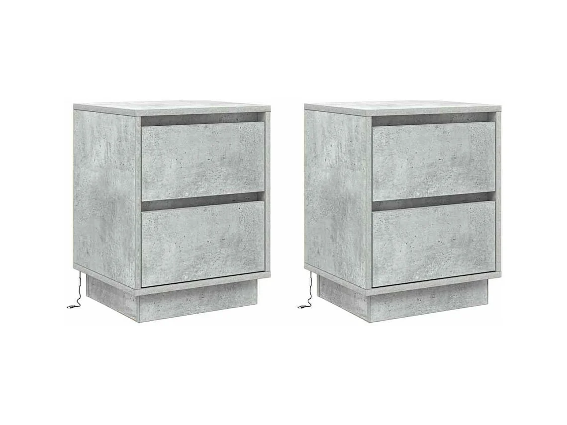 Mesilla de noche con 2 piezas Gris hormigón 39 x 34,5 x 50 cm