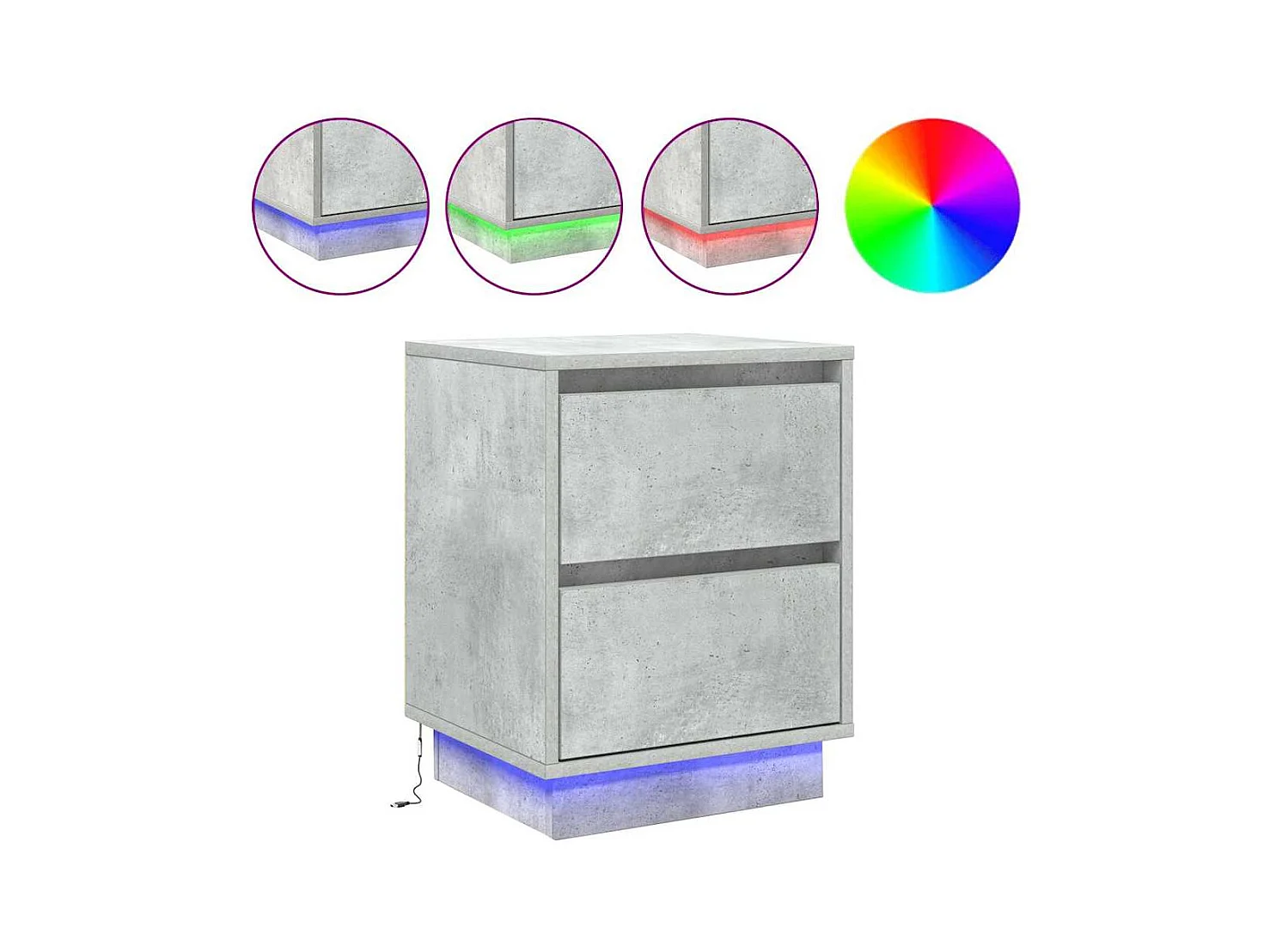 Mesilla de noche con 2 piezas Gris hormigón 39 x 34,5 x 50 cm