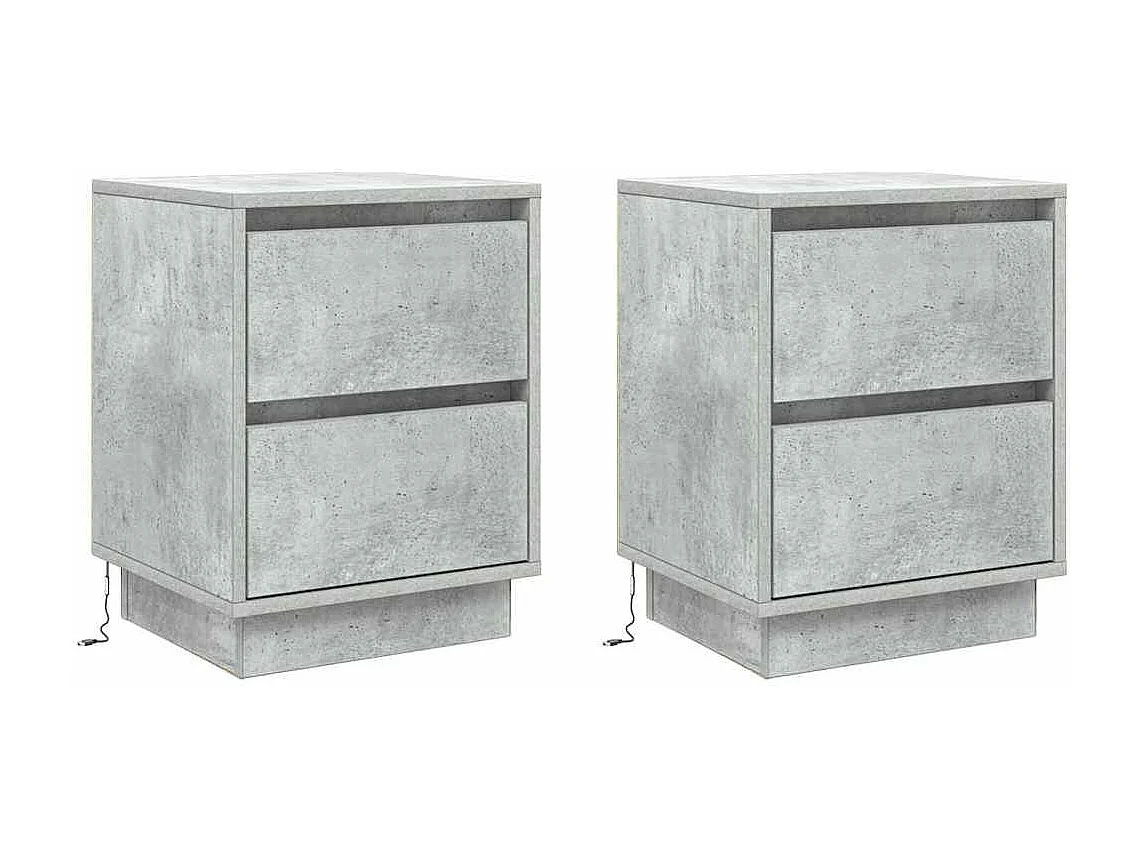 Cabinet de chevet avec 2 pcs Gris béton 39 x 34.5 x 50 cm
