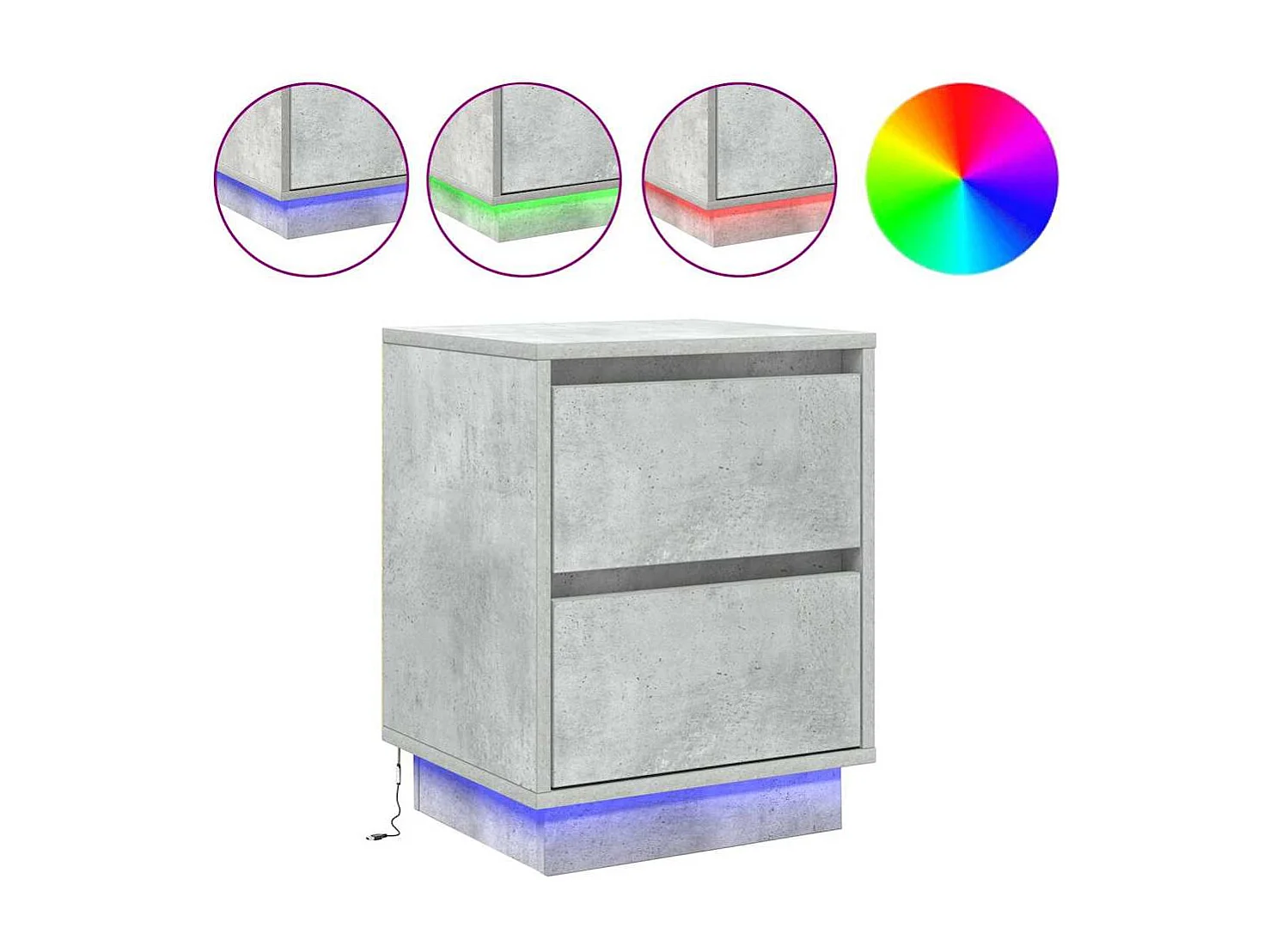 Cabinet de chevet avec 2 pcs Gris béton 39 x 34.5 x 50 cm