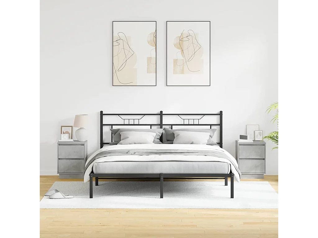 Cabinet de chevet avec 2 pcs Gris béton 39 x 34.5 x 50 cm