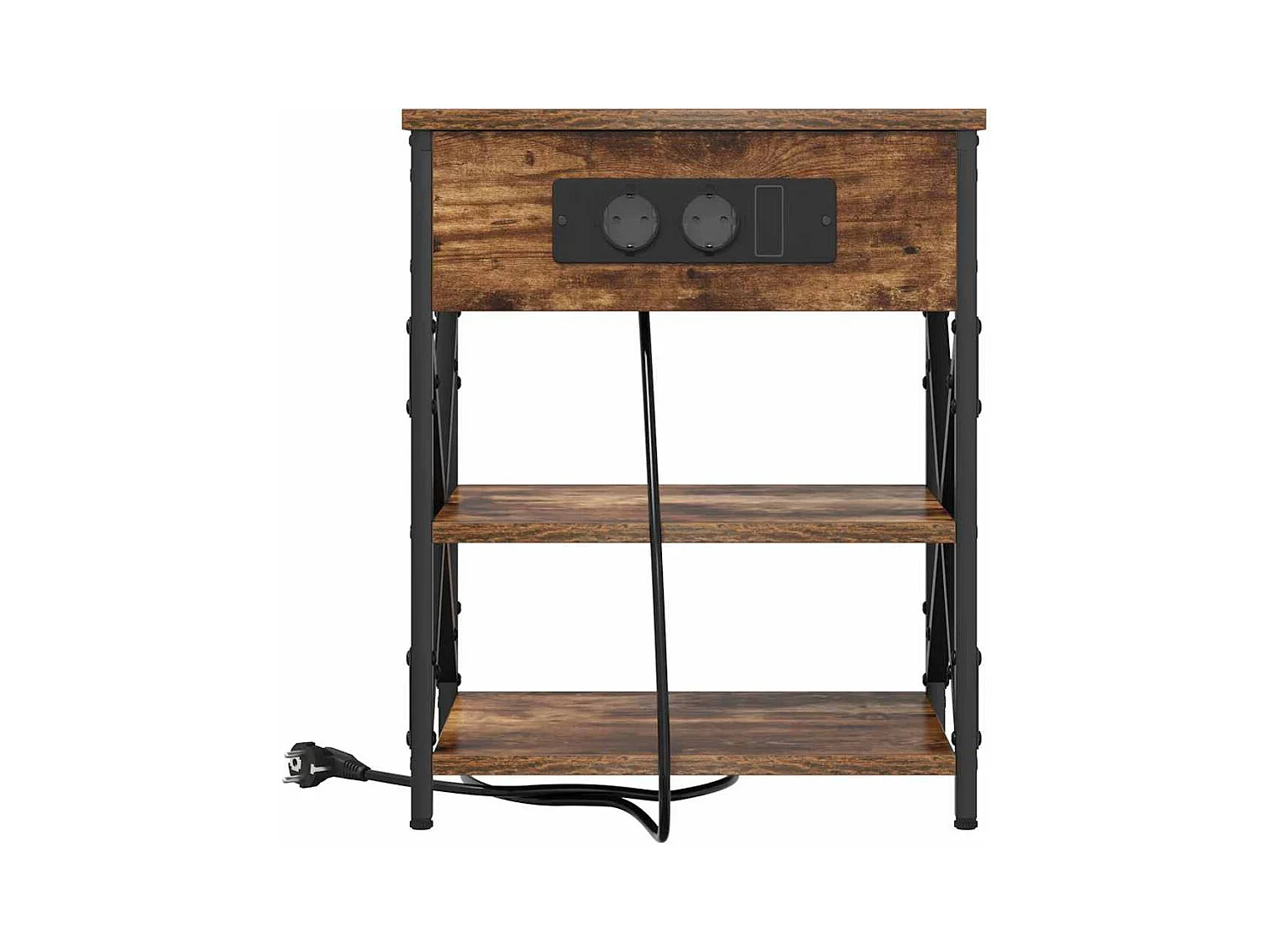 Comodino con stazione di ricarica Rovere affumicato