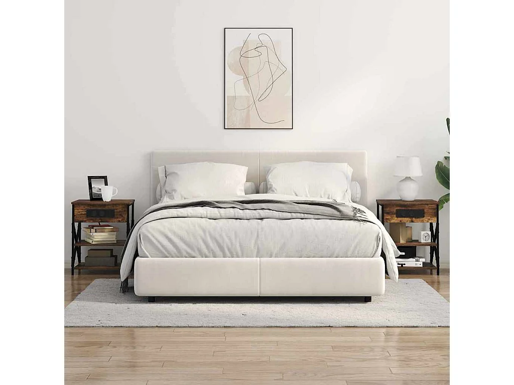 Table de nuit avec station de chargement Chêne fumé