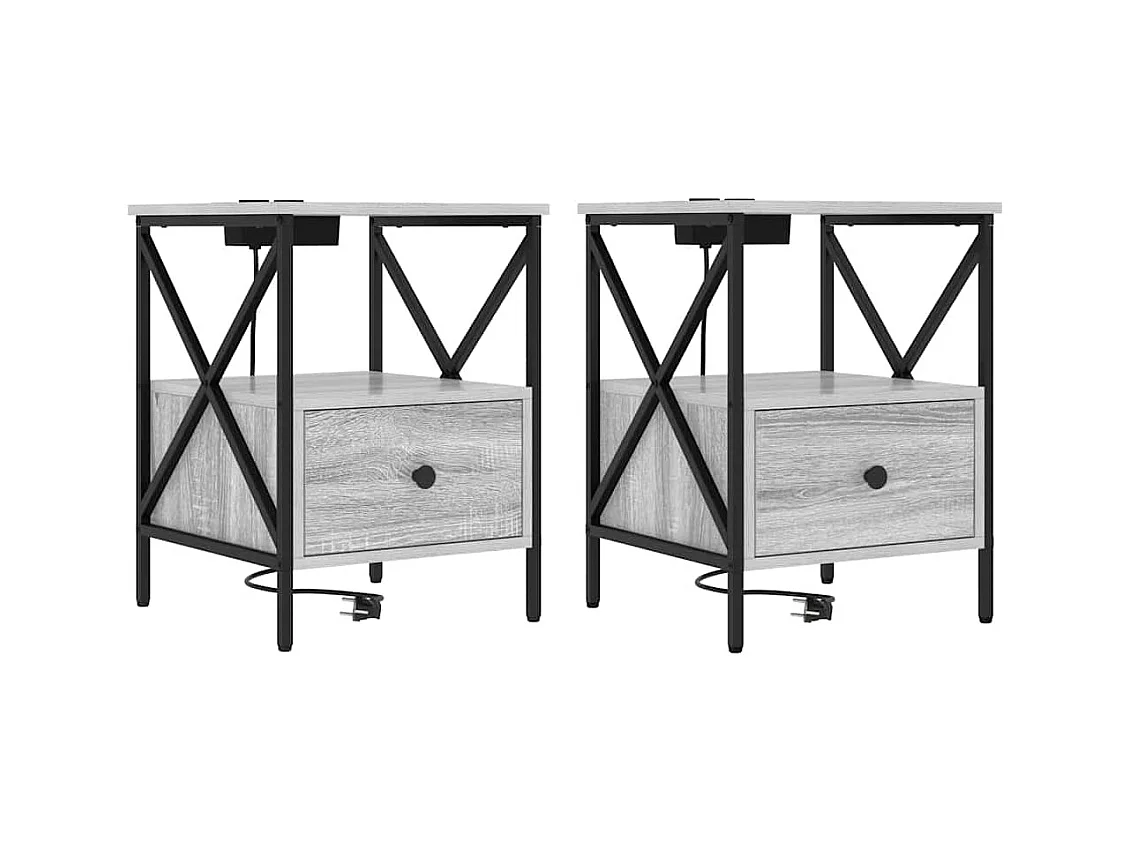 Comodino 2 pezzi Sonoma grigio 41,5 x 40,5 x 55 cm