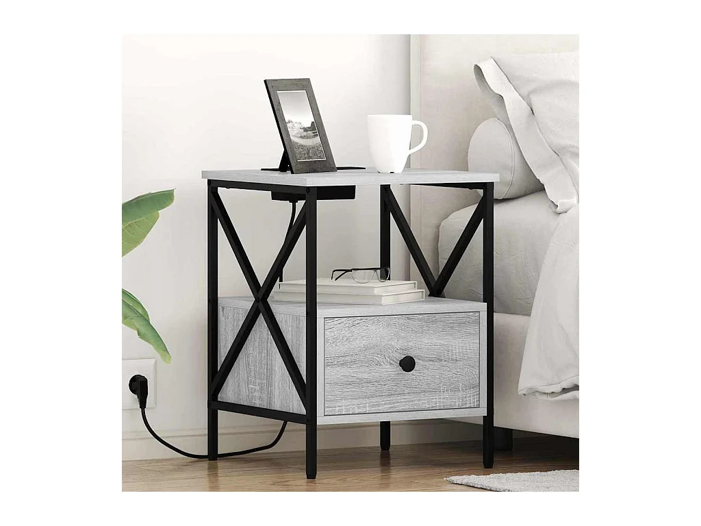 Cabinet de chevet 2 pcs Sonoma gris 41.5 x 40.5 x 55 cm