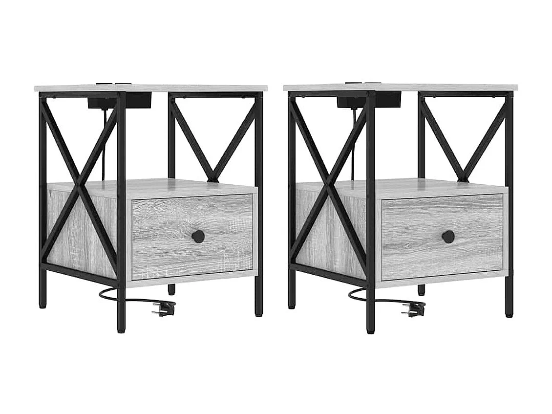 Nachtkastje 2 stuks Sonoma grijs 41,5 x 40,5 x 55 cm