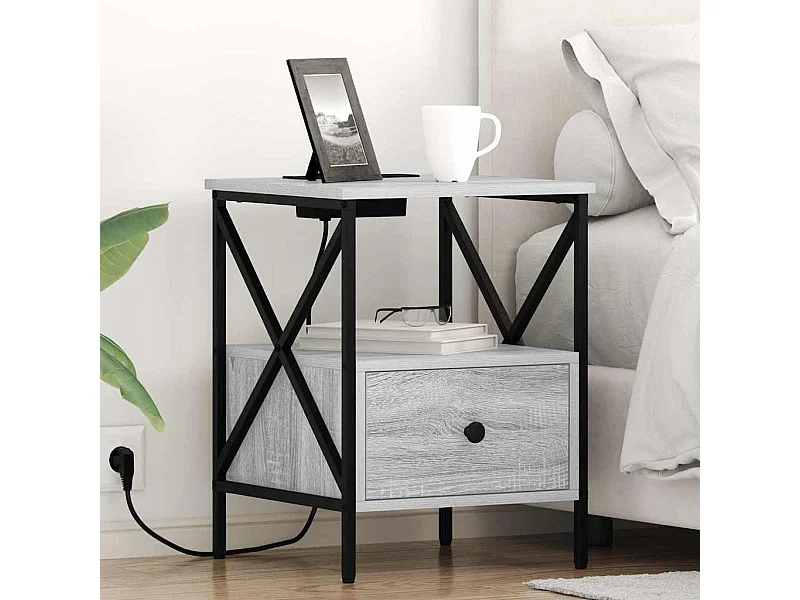 Comodino 2 pezzi Sonoma grigio 41,5 x 40,5 x 55 cm